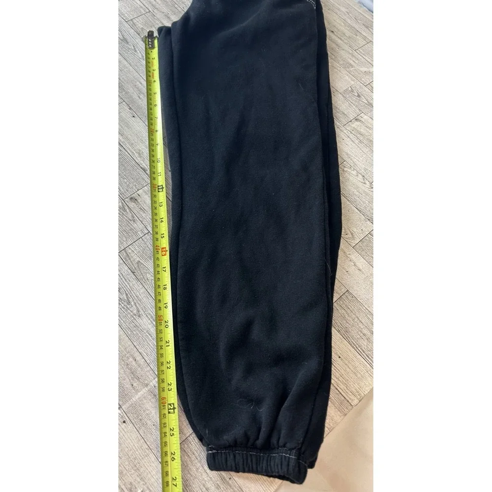 True Religion Sweatpants MEDIUM Black White Big T Contrast Stitch Joggers Y2K
